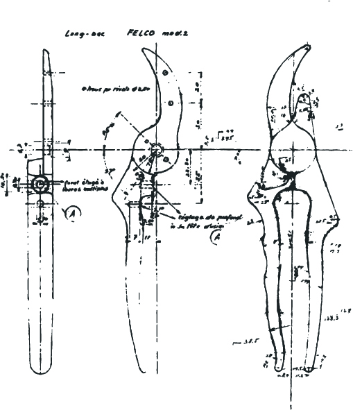 Sketch of Felco pruning shears